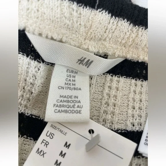 NEW‎ H&M black cream striped woven knit tank top & pant trousers Woman’s Size M - Picture 3 of 16